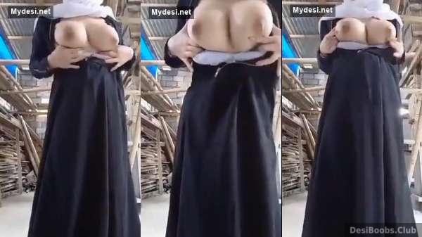 600px x 337px - Muslim girl boobs pressing in burqa for lover abdul - MMS