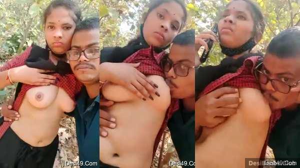 600px x 337px - Hot girl Indian big boobs sucking sex with BF in jungle - mms