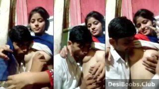Marwadi girl boob sucked by tharki jija on camera