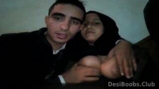 Muslim hijab girl boobs pressed and sucked by cousin