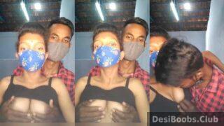 Tamil village girl boobs press foreplay sex in black bra