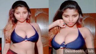 Lusty Indian model shaking big tits cleavage