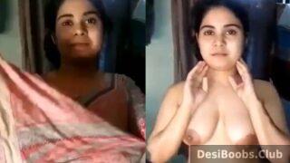 Haryanvi bhabhi showing big milky boobs on vc