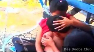 North east couple boobs press and sucking in park